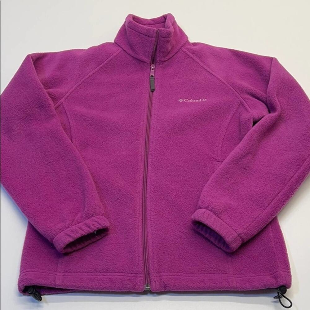 COLUMBIA Womens Small Purple Fuzzy Fleece Jacket